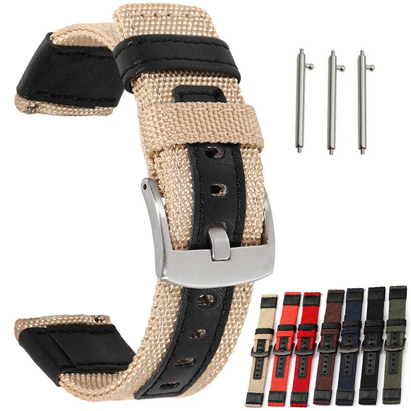 

20mm 22mm Watchband for Samsung galaxy watch 46mm 42mm Nylon Leather Watch Strap For Huawei Watch GT 2 For Huawei Watch GT 2e