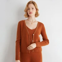 high quality cashmere sweater womens v neck autumn and winter new style korean fashion casual elegant knitted cardigan jacket