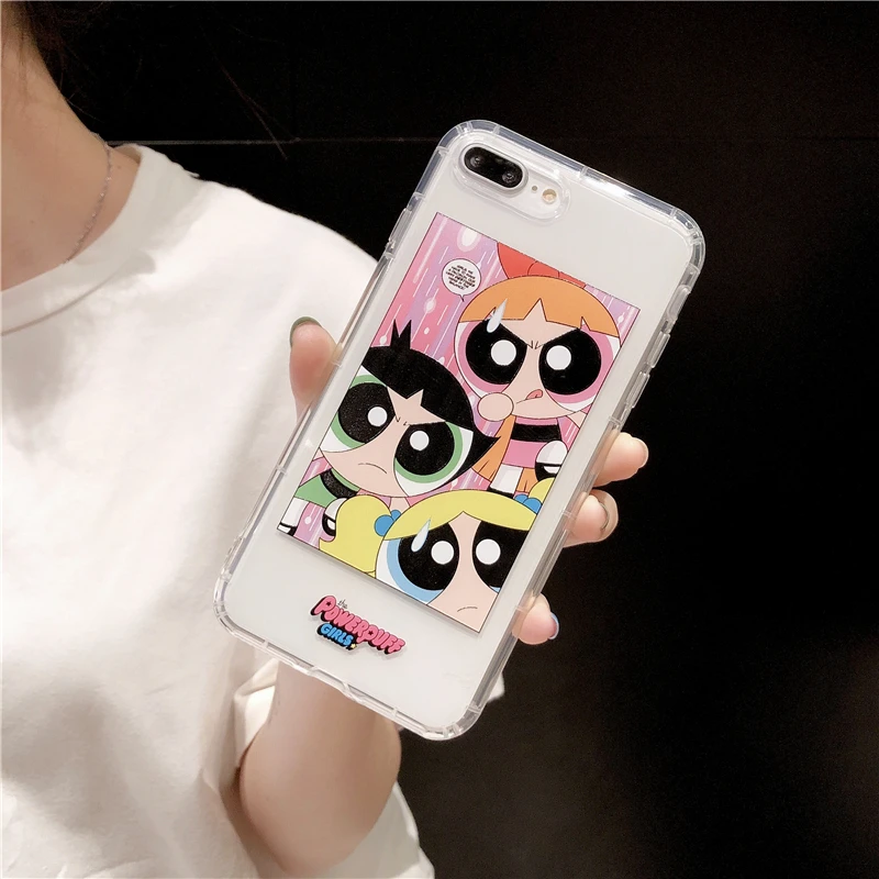 INS Cute US Powerpuff для девочек, полицейский чехол для iPhone 11 Pro X XS Max Xr 8 7 6 6s Plus, прозрачный мягкий чехол из ТПУ с рисунком