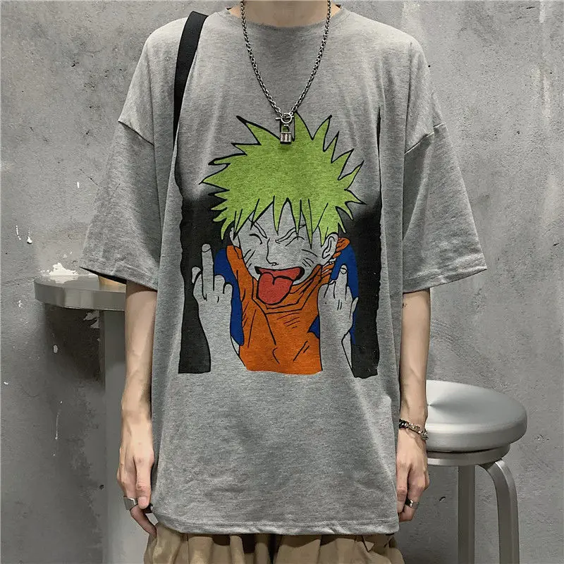 

Japanese cartoon anime shirt men's short-sleeved T-shirt summer trend wild graffiti style 2021 new