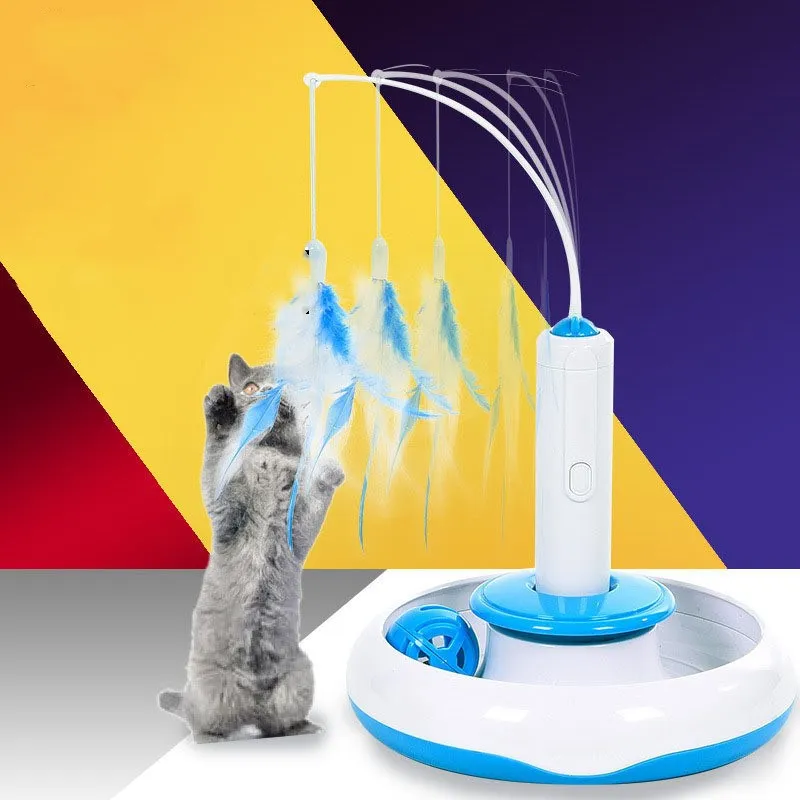 

2 in 1 Cat Toys Interactive Electric Rotating Feather PetToys Automatic Cat Exercise Toys for Indoor Cats Kitten Cats Teaser Toy