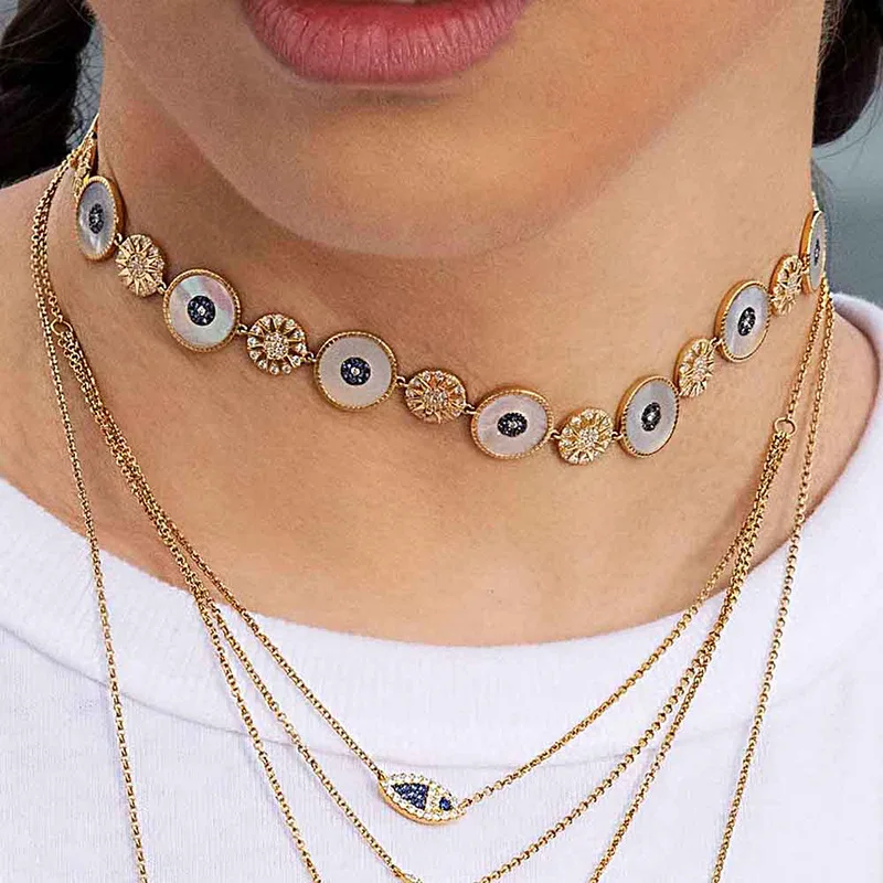 

Devil's Eye Necklace Female Retro Luxury Dinner Style Personality Design Light Luxury Senior Sense of Collarbone Chain Female