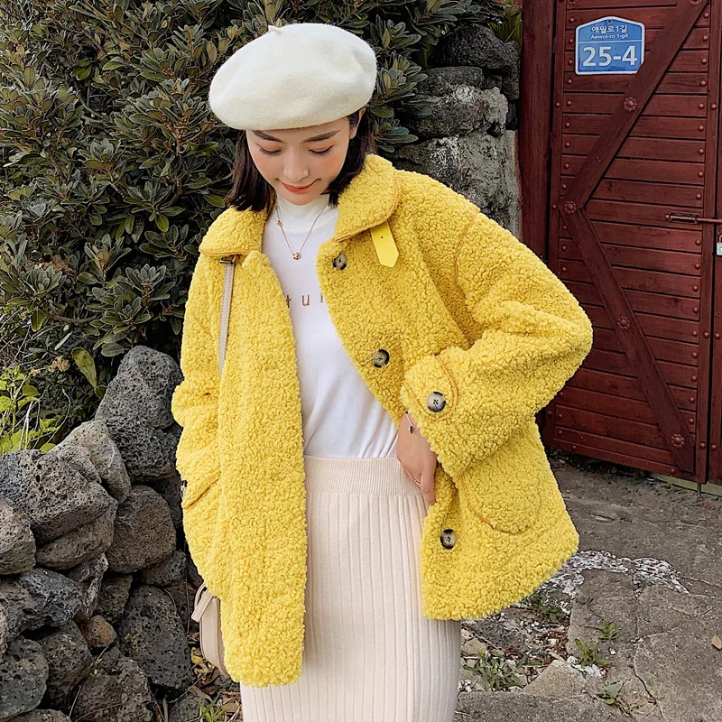 Женское зимнее теплое плюшевое пальто 2020 модное утепленное меховое из овчины
