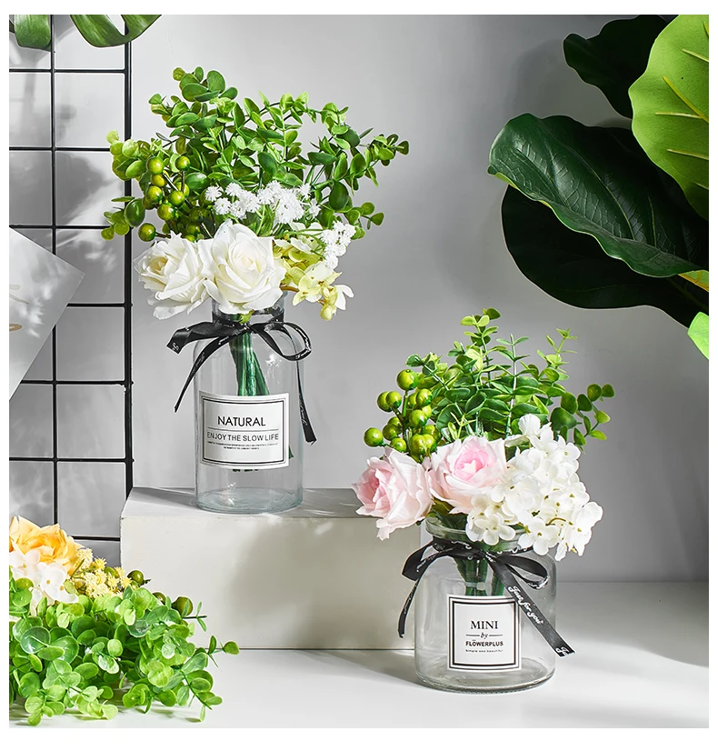 

Glass Ribbon Vase Sticker Modern Transparent Vases Nordic Minimalist Style Home Living Room Tabletop Decoration For Flowers