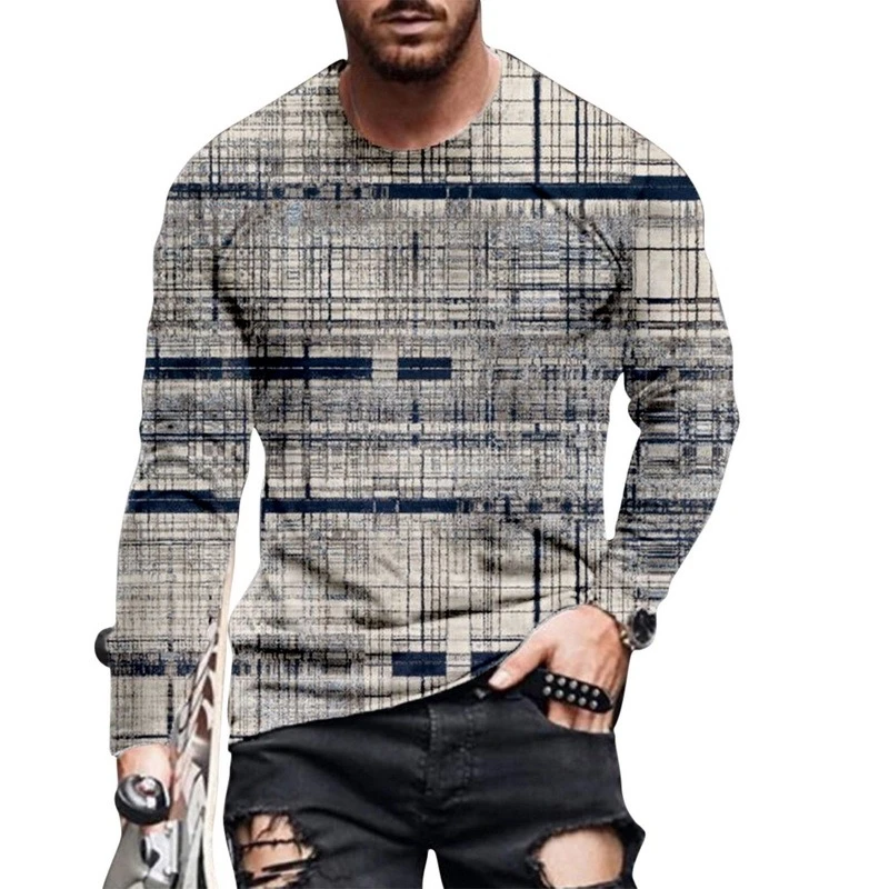 Футболка мужская с длинным рукавом и 3D-принтом свободного покроя | Мужская одежда