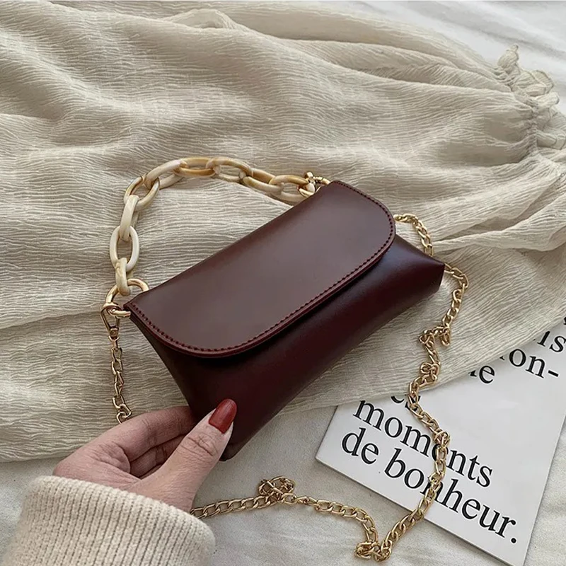 

CROWDALE Baguette for women shoulder messenger bag PU Leather zipper fashion small crossbody bags soild handbags and purses