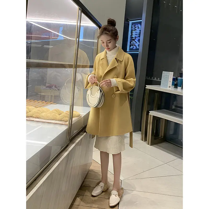 

New Women Autumn Woolen coat Warm Long Sleeve Turn-down Collar Outwear Women Jacket 2020 Winter Casual Elegant Overcoat