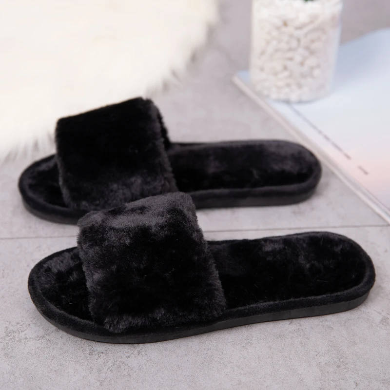 

Cotton Slippers 2021 Autumn and Winter New South Korean Version of Lovers Printed Word Flat Women Casual Wool Slippers