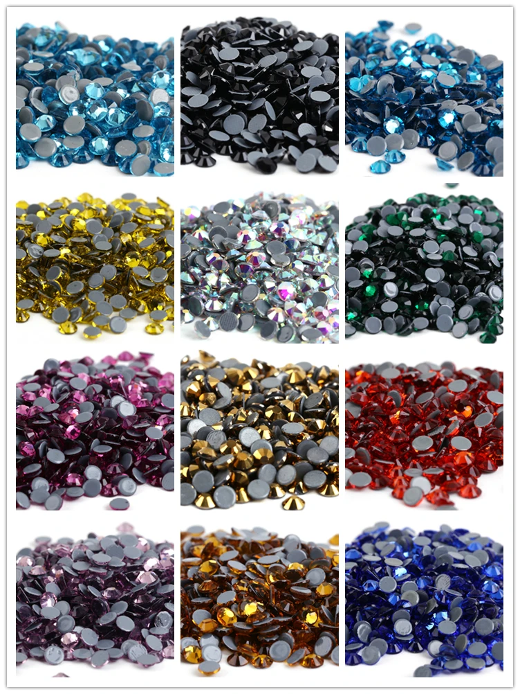 ss3,ss4,ss8,ss12,ss34 Hot Fix Rhinestone Glitter Strass Flatback Glass Crystal Hotfix Stones Iron on Rhinestones For Garment