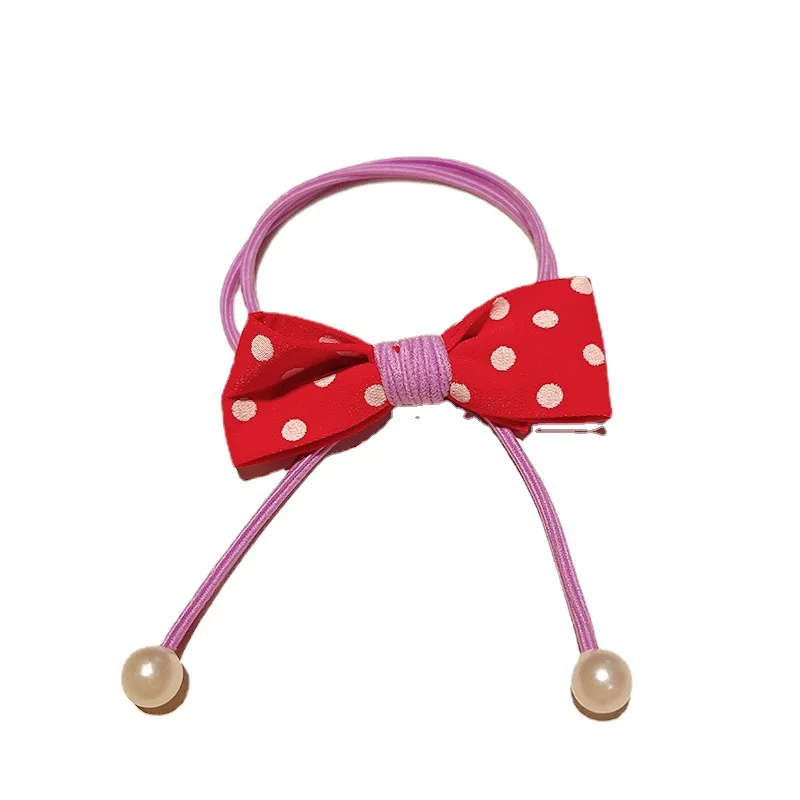 

10pcs New floral polka-dot fabric bow, hair ring, pearl ribbon, headcord, hot hair accessories for students and girls