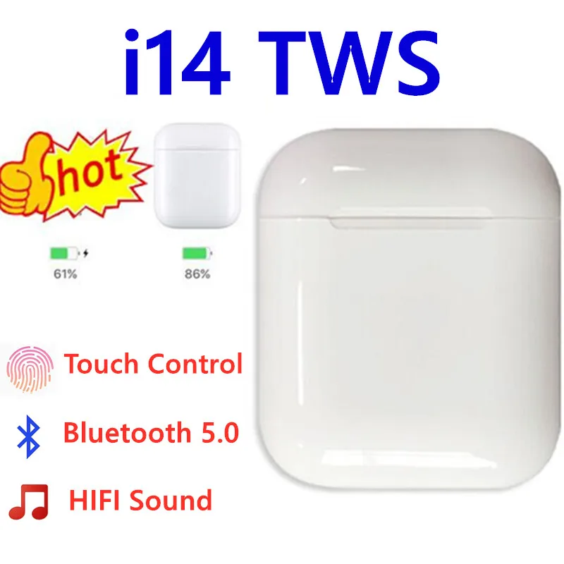 I14 TWS i 14 tws настоящие беспроводные 1:1 наушники Беспроводная гарнитура Bluetooth супер бас наушники для iphone xs samsung s9