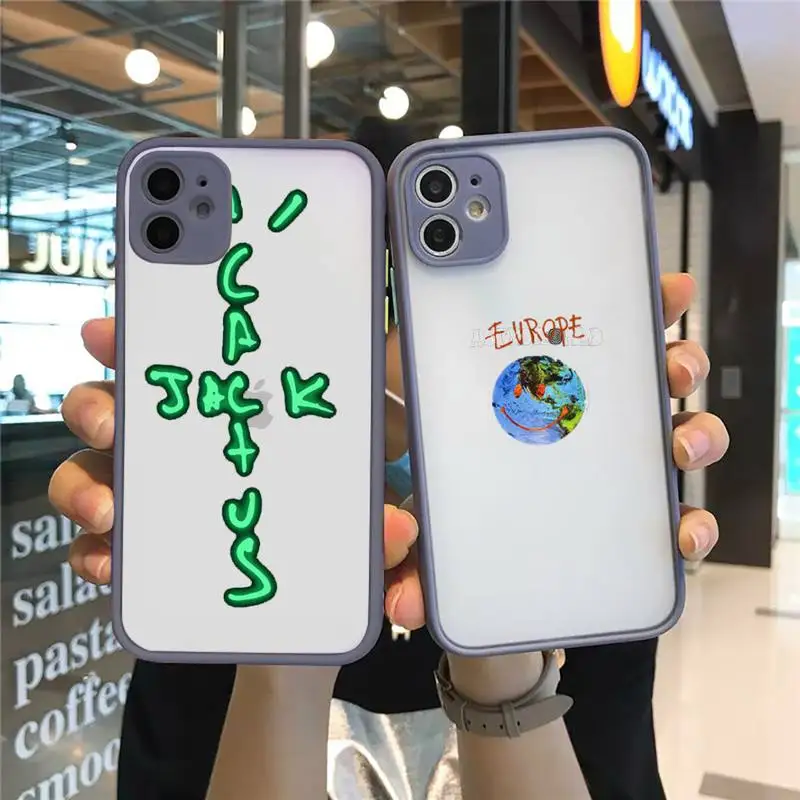 

Travis Scott Phone Case For iPhone 12 11 Mini Pro XR XS Max 7 8 Plus X Matte transparent Gray Cover