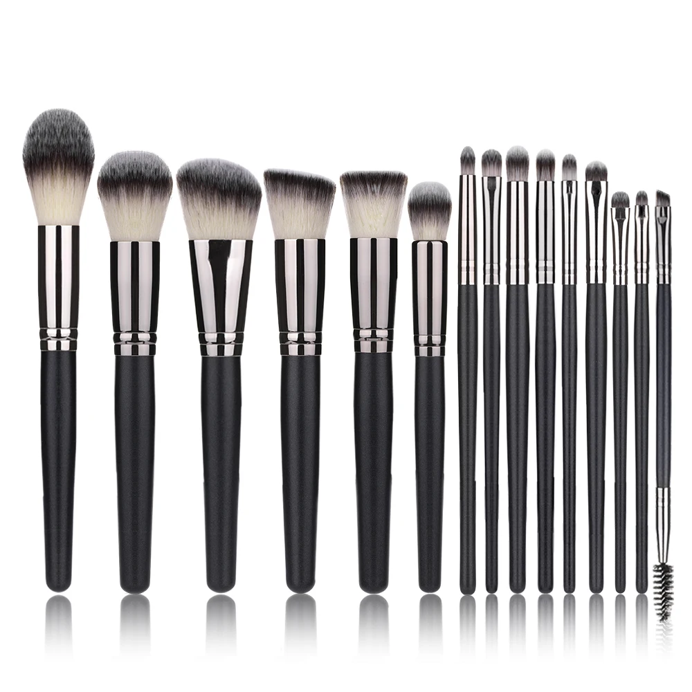 15pcs no Bag RANCAI 10/15 набор кистей для макияжа, пудры, основы, основа, тени для глаз, набор кисточек для макияжа Косметические кисти для макияжа, мягкие синтетические волосы - Handle Color: 15pcs no Bag
