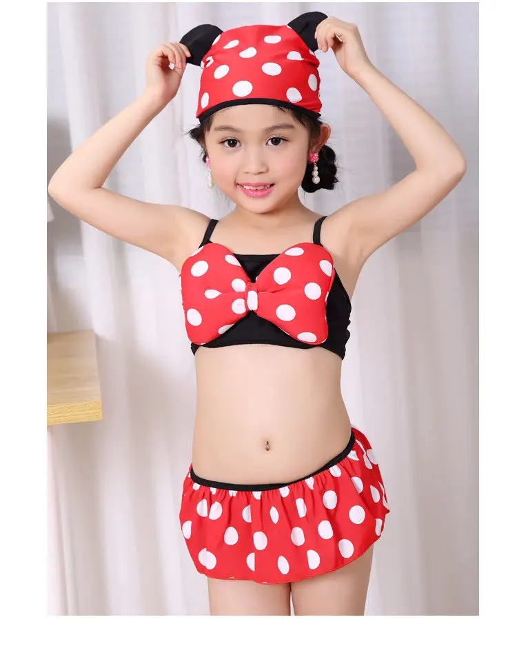 

Baby Girl Bikini Set Swimwear Bownot Dot BIkini set Strappy Ruffled Swimming Swimsuit Costume Bathing