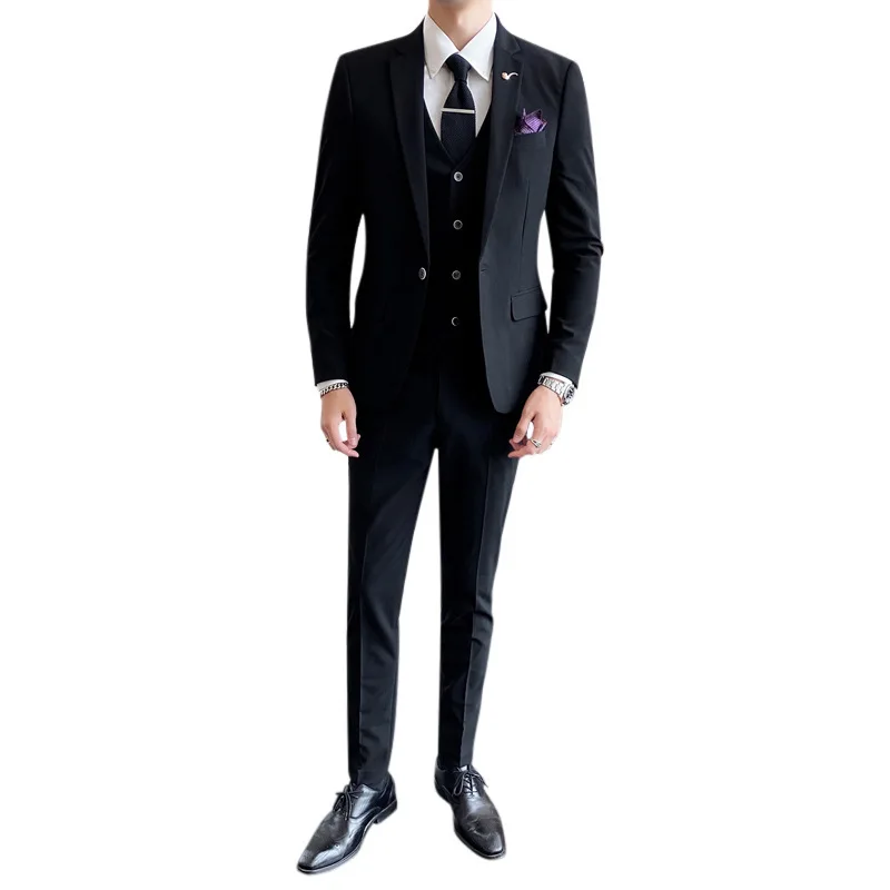 

Men's suit Korean business suit three piece suit jacket slim groom wedding dress