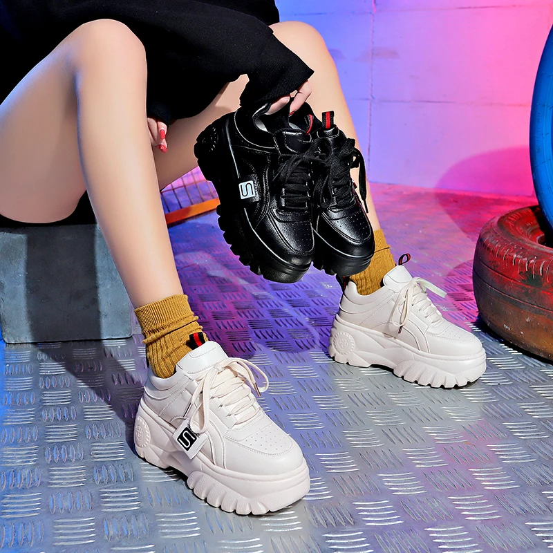 

Fashion Woman High Platform Sneakers 2021 Spring Female Ulzzang Shoes Chunky Sneakers Breathable Zapatos Casual Dad Shoes Mujer