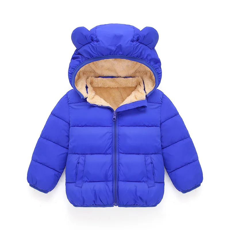 Blue Зимнее пальто и куртка для мальчиков, детские куртки с капюшоном, пальто для девочек, верхняя одежда, детская одежда с героями мультфильмов, коралловый флис, с вышивкой - Цвет: Blue