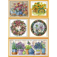 garlands potted plants series handmade cross stitch kits 11ct14ct printed pattern crafts fabric sewing needlework embroidery set