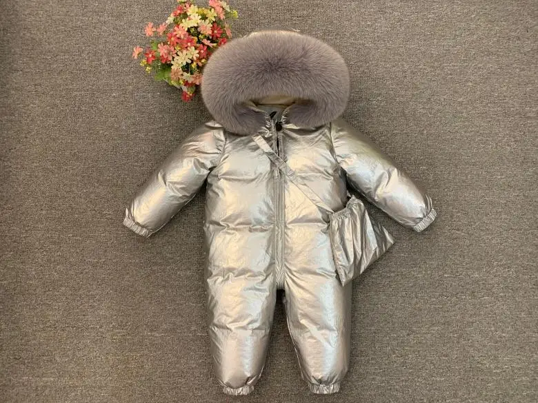 Зимний пуховый комбинезон для новорожденных, комбинезон с плюшевой подкладкой для детей, утепленная теплая верхняя одежда, пальто для маленьких мальчиков и девочек от 0 до 5 лет, зимний комбинезон