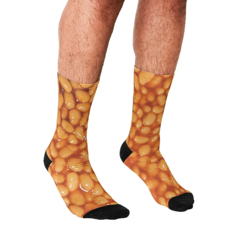 Забавные мужские носки 2021 запеченные в стиле хип хоп с рисунком фасолины
