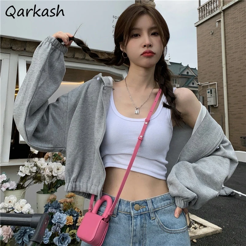 

Basic Jackets Women Cropped Spring Solid Simple All-match Casual Tender Ulzzang Teenagers Daily Popular BF Newest Y2K Trendy Ins