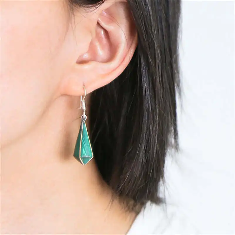 E040 Непальские винтажные элегантные серьги капельки ручной работы в виде