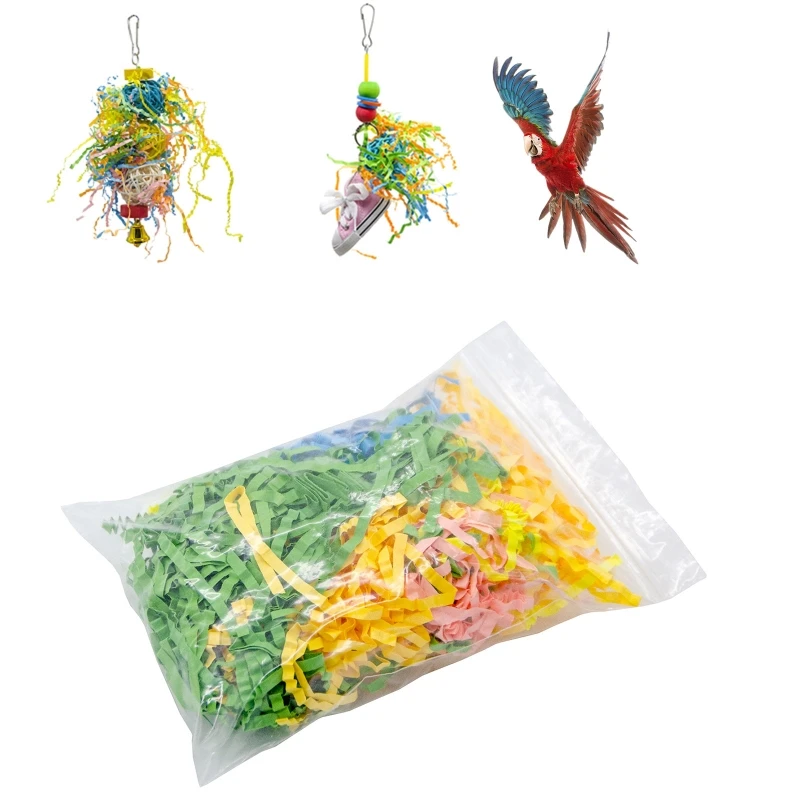 

5 Bags Bird Toys Colorful Shred Paper Foot Beak Stuffing Foraging Toy Refill
