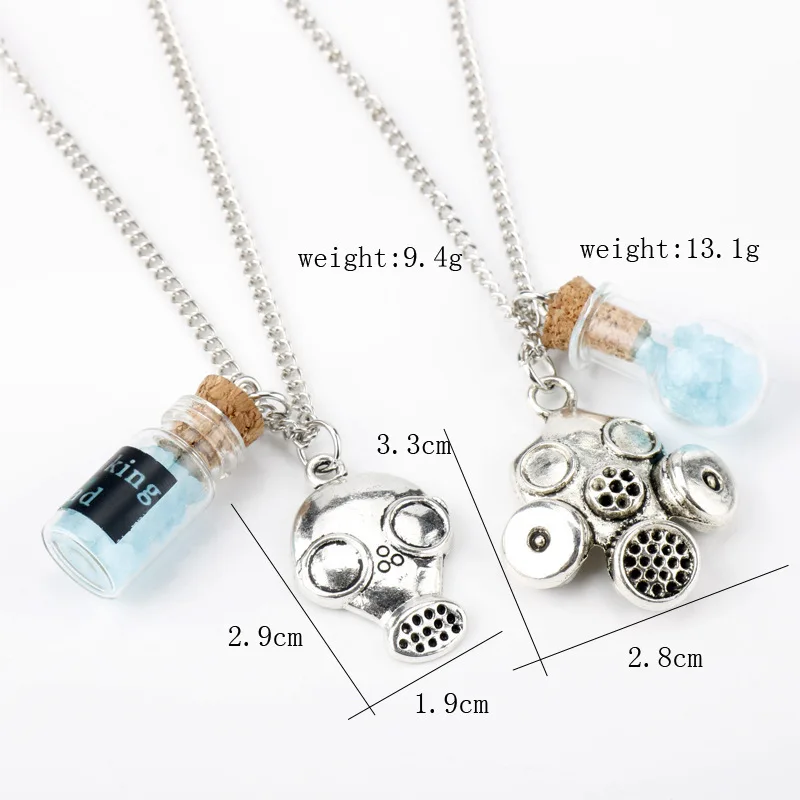 

Breaking Bad Gas mask Key Chain Glass Bottle gravel Pendant Keyrings TV Series Prop Keychain Women Men Trinkets Gift