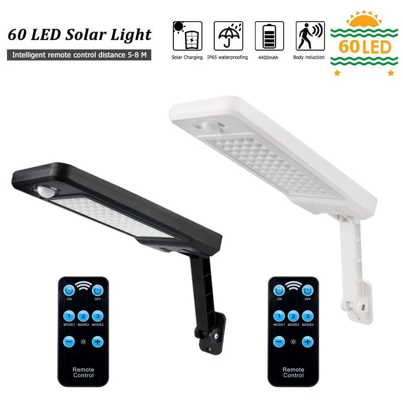 60 LED Солнечный свет лампы Открытый сад лампа украшение PIR датчик движения Ночной