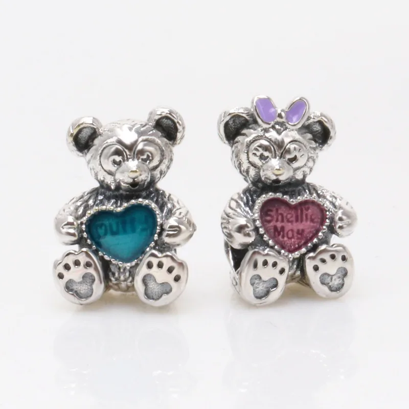 

Hot Genuine 925 Sterling Silver Bear duffy shelloemay Charm fit Original bead Bracelet Jewelry Making DIY Gift