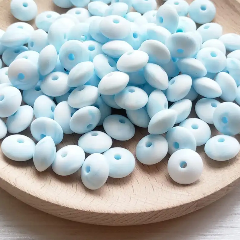 

Marble Blue Silicone Saucer Beads 12mm BPA free Teething Beads Baby Teether Perles Silicone Soucoupe BX62