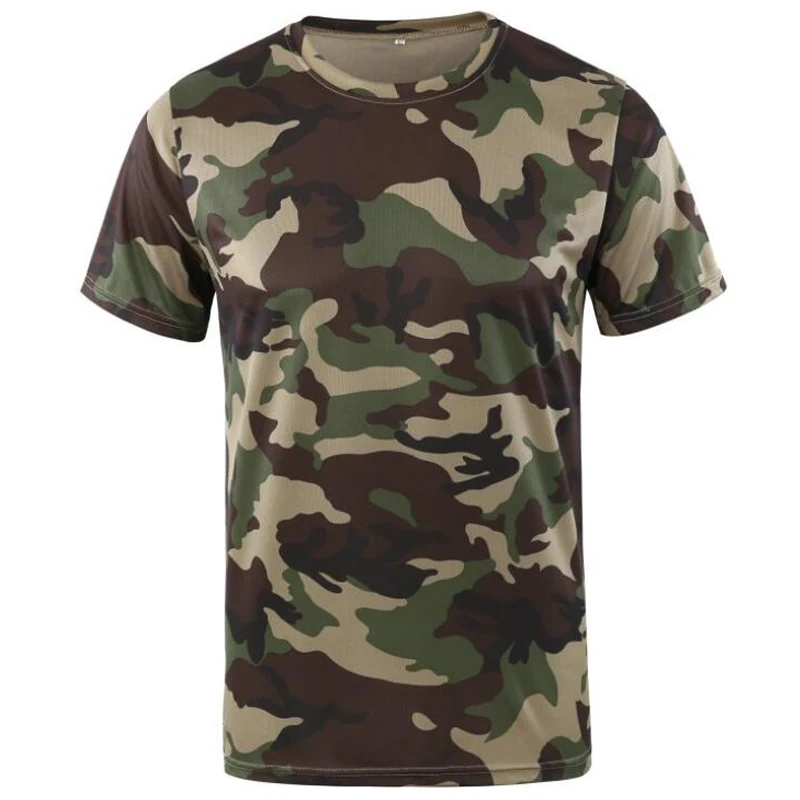 Outdoor Hunting Camouflage T-shirt Men Breathable Army Tactical Combat T Shirt Quick Dry Sport Camo Camping Trekking Tees Tops | Спорт и