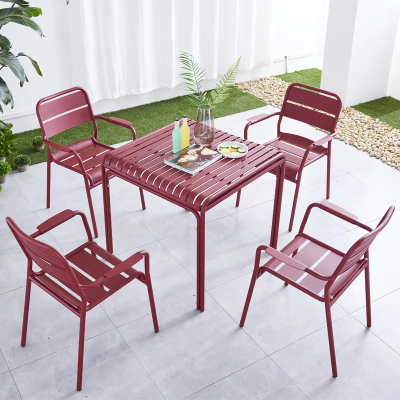 

Креативный чайный столик в скандинавском стиле для террасы, балкона, набор из трех предметов, столы и стулья из железа и алюминиевого сплава...