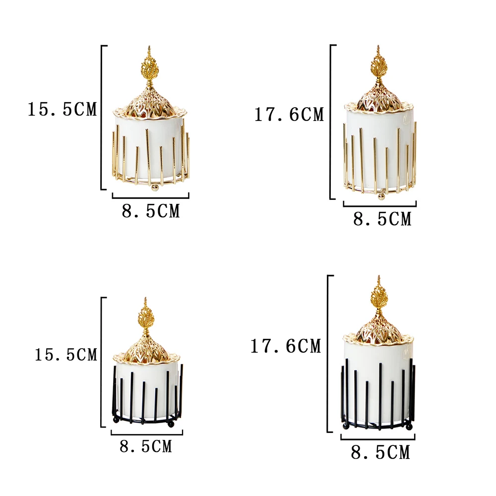 

1PCS European Golden Black Incense Burner Beautiful Stylish Metal Ceramic Censer Aroma Stove Adornment for Study Bar Hotel Home