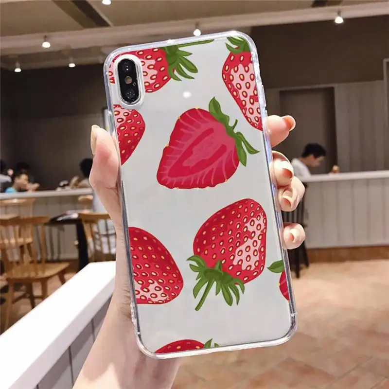 

Strawberry Macron food carcasa pink Phone Case Transparent for iPhone 6 7 8 11 12 s mini pro X XS XR MAX Plus
