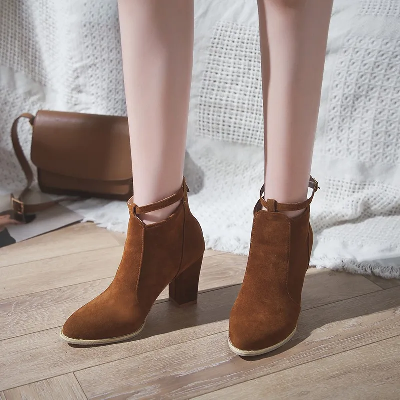 CONSTANT/Новинка 2019 года женские ботильоны из флока сезон осень зима модные ботинки