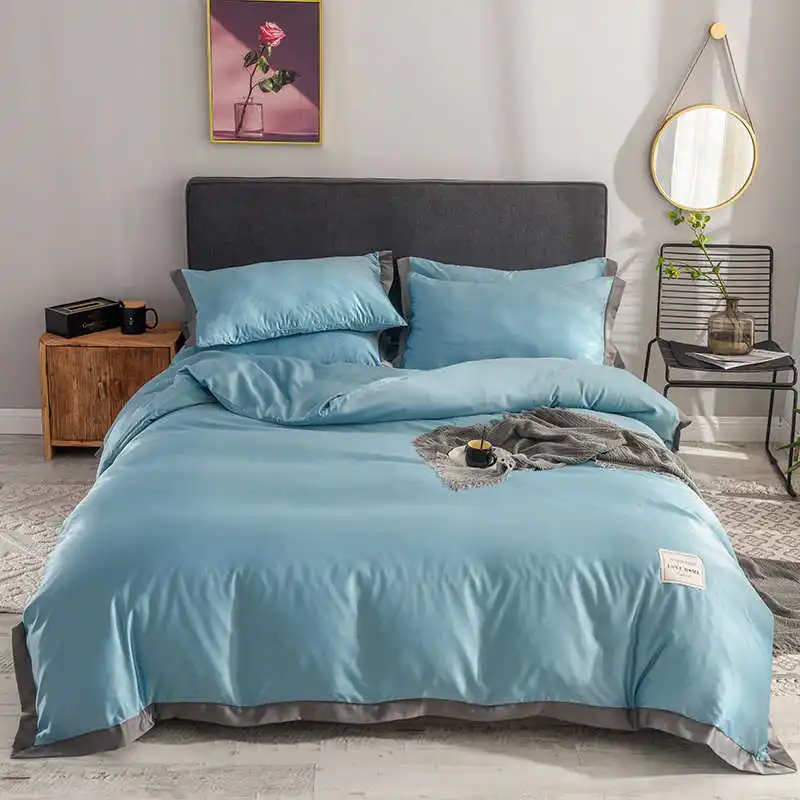 09 Liv-Esthete роскошный Шелковый серый комплект постельного белья Love Home шелковистый пододеяльник плоский лист комплект постельного белья двойная королева король постельное белье - Цвет: 09