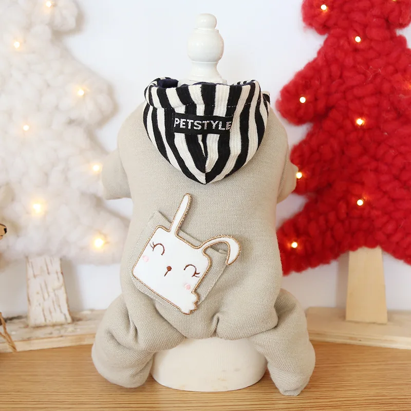 

Dog Clothes Rabbit Striped Cotton Cat Dog Jumpsuit Jacket Coat PET Clothing For Dogs Cotton Winter Products Puppy Chihuahua
