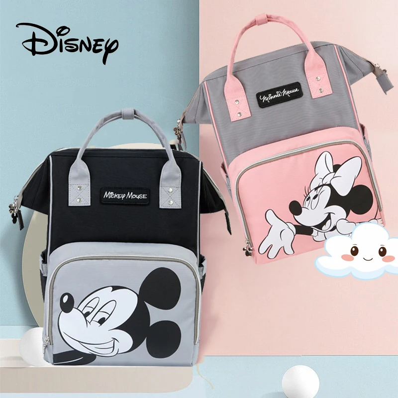 

Disney Mickey Mouse USB Diaper Bag Large Capacity Mummy Maternity Nappy Bag Baby Care Backpack Travel Stroller Bag Free Hooks