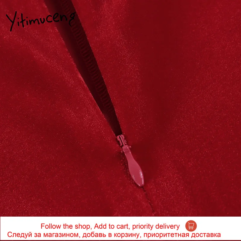 

Yitimuceng Button Side Split Sexy Zippers Spliced Dress Autumn 2021 Club Black Pencil Square Collar Long Sleeve Dresses Fashion