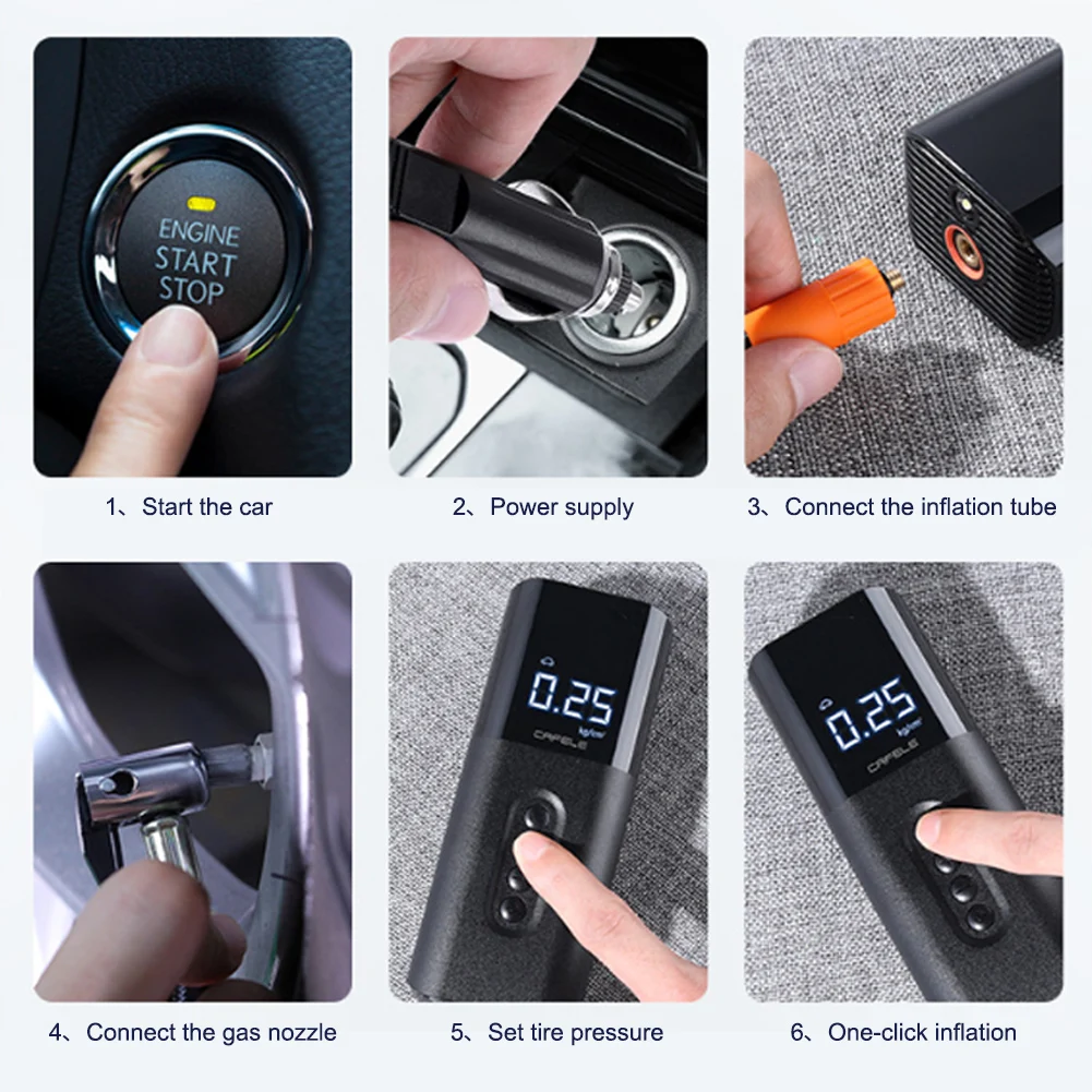 

Protable Electric Car Air Compressor Car Air Pump Digital Pressure Gauge Mini Tire Inflator Auto Tyre Pump High Pressure Tire