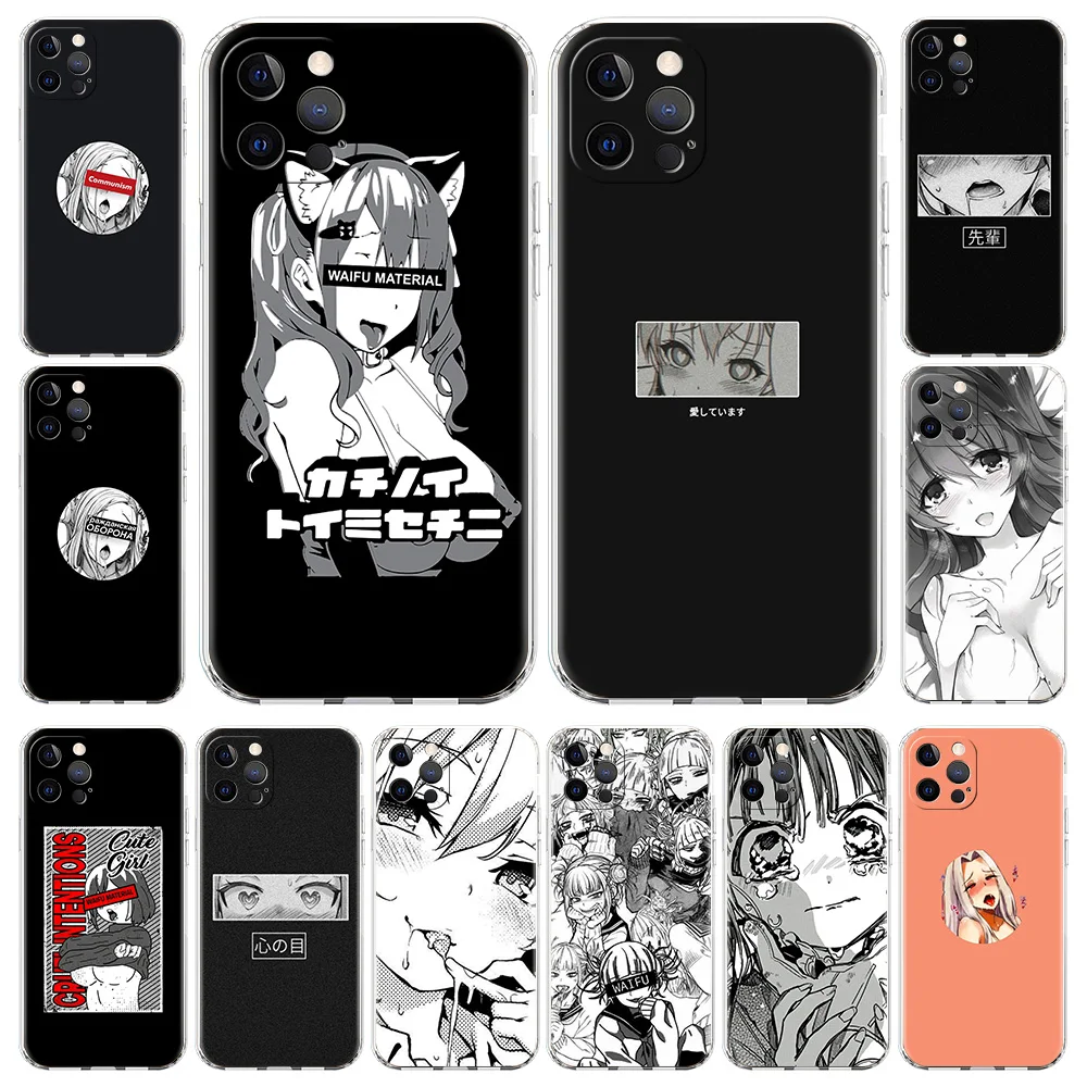 

Anime Girl Cartoon Cute Japan Transparent Cover for iPhone 13 12 11 Pro Max 8 7 Plus SE 2020 X XR XS Max Shell Soft Phone Case