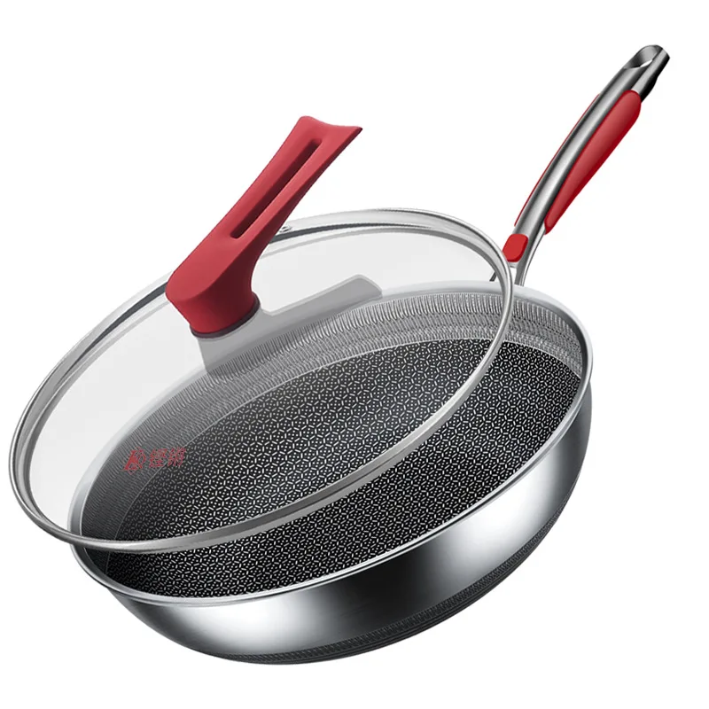 

Three Generations Of German Honeycomb Non Stick Wok Household 316 Stainless Steel Wok 32CM General Purpose Of Induction Cooker