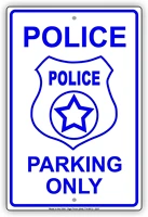warning sign police parking only blue letters with graphic reserved spot road sign business aluminum metal aluminum sign fzdiy98