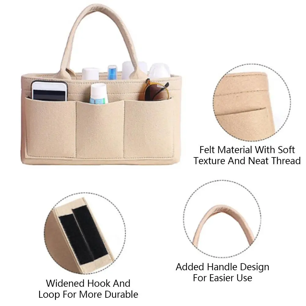 

New Style Felt Fabric Cosmetic Bag Travel Multifunction Handbag Cosmetic Organizer Purse Insert Bag Felt Fabric Storage Pouches
