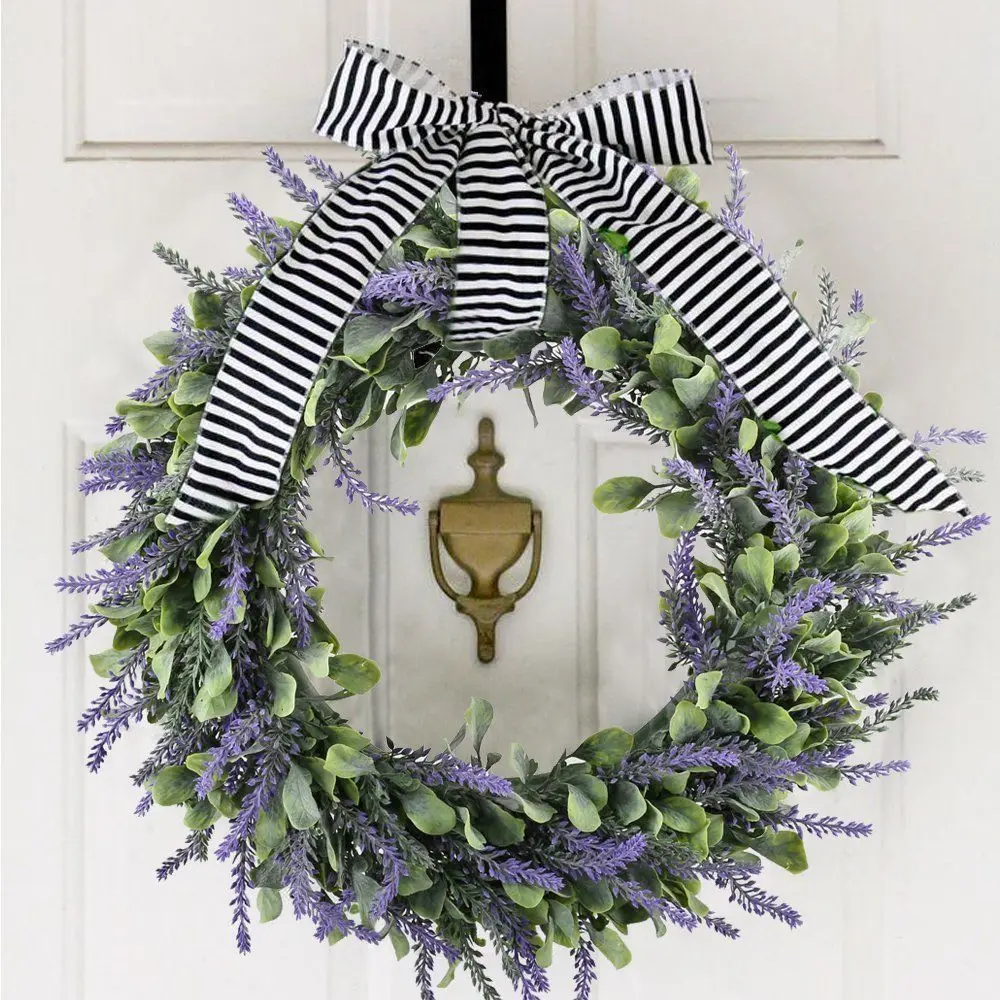 

Artificial Door Hanging Purple Springtime Wispy Lavender Wreath Home Wedding Dec