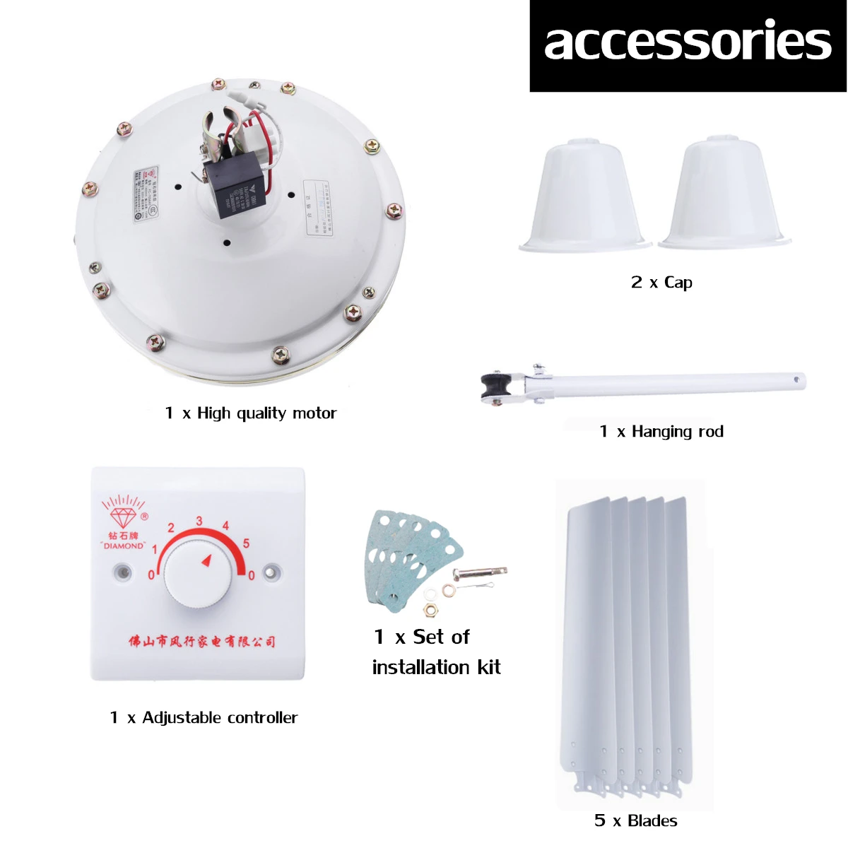 

220V 120W 56 Inch Indoor Ceiling Fan Hanging Pendant Fan Industrial Ceiling Fan Kit With 5 Blades Home School Energy Saving
