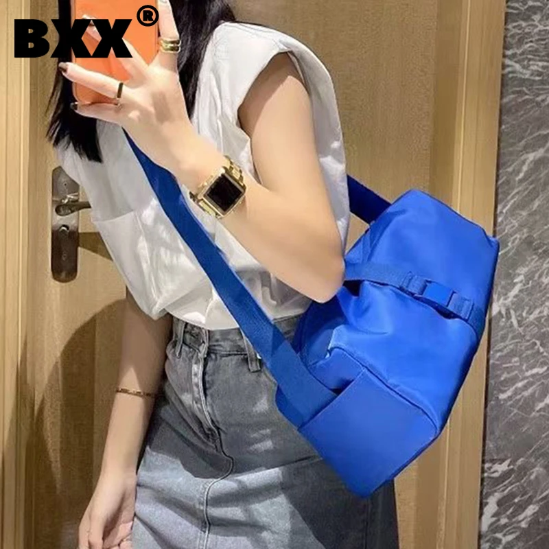 

[BXX] Women New Branded Nylon Cloth Wide Strap Pillow Bag Travel Bag All-match Crossbody Sports Bag Fashion Trending 2021 GF0203
