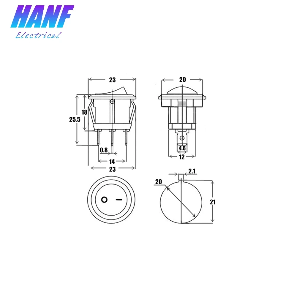 KCD1 лодочный кулисный переключатель ВКЛ./ВЫКЛ. 2 положения 3 контакта