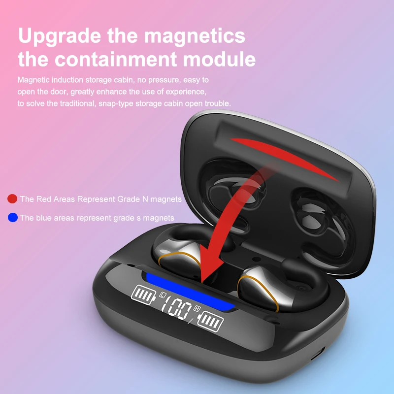 

TWS Wireless Bluetooth Earphones Bone Conduction with Microphone 9D Stereo Earbud Headphones Sport Headsets Charging Box